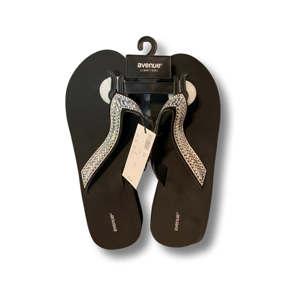 Rhinestone silver black foam sandals